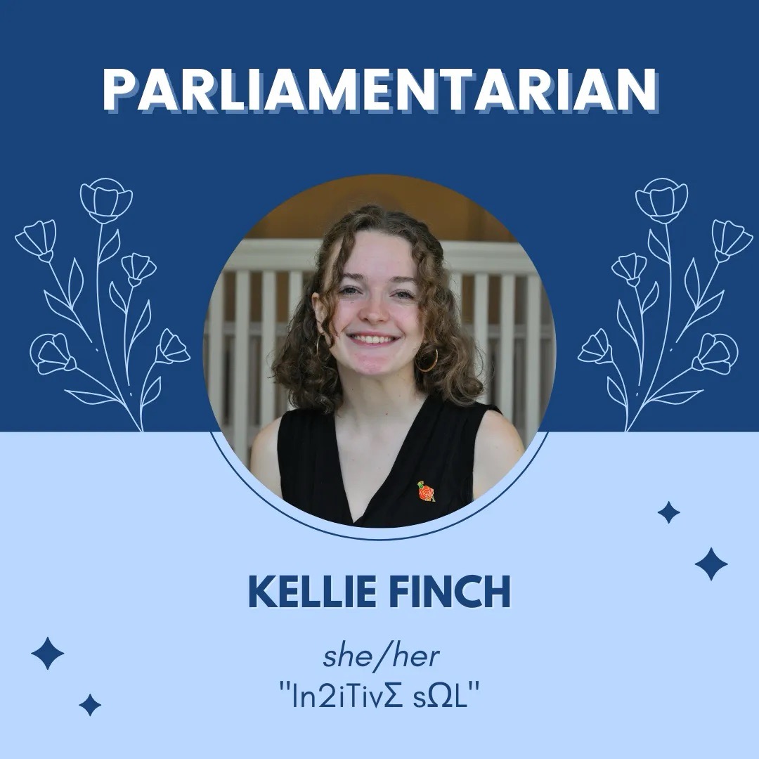 Picture of a girl on a blue background with light blue flowers and text